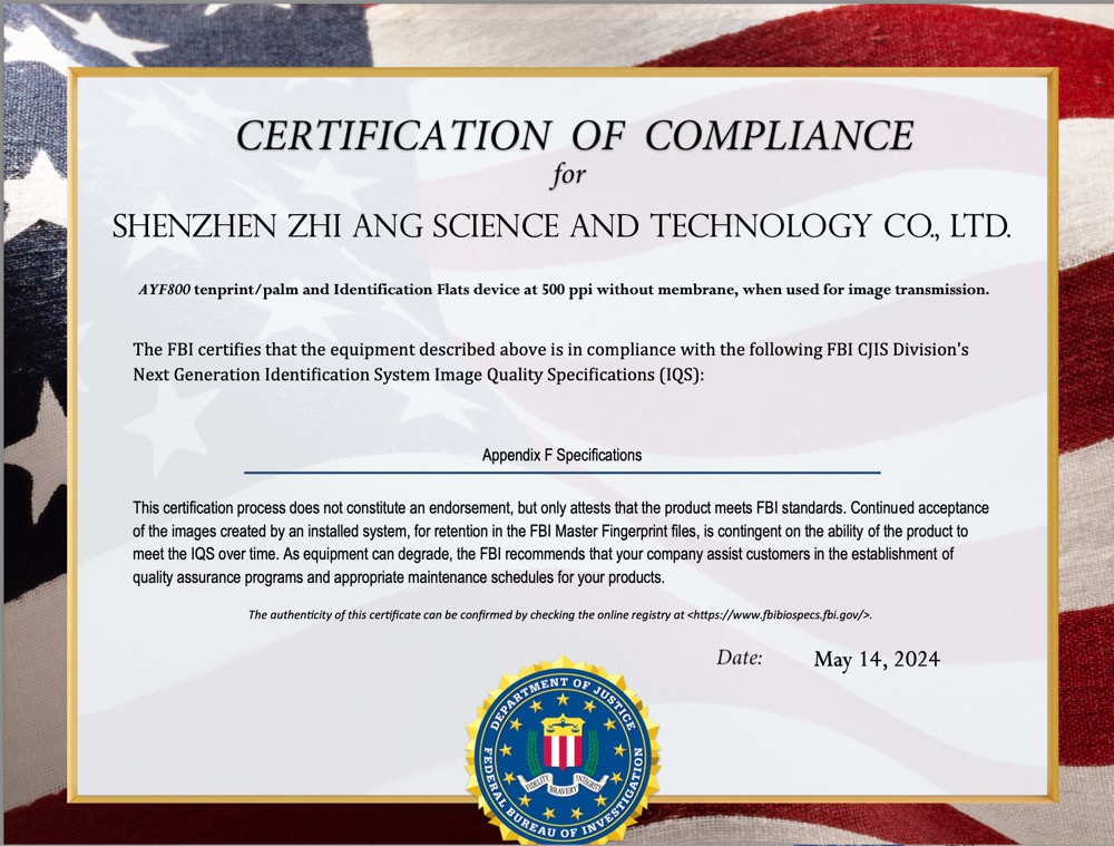 Appendix F certificate