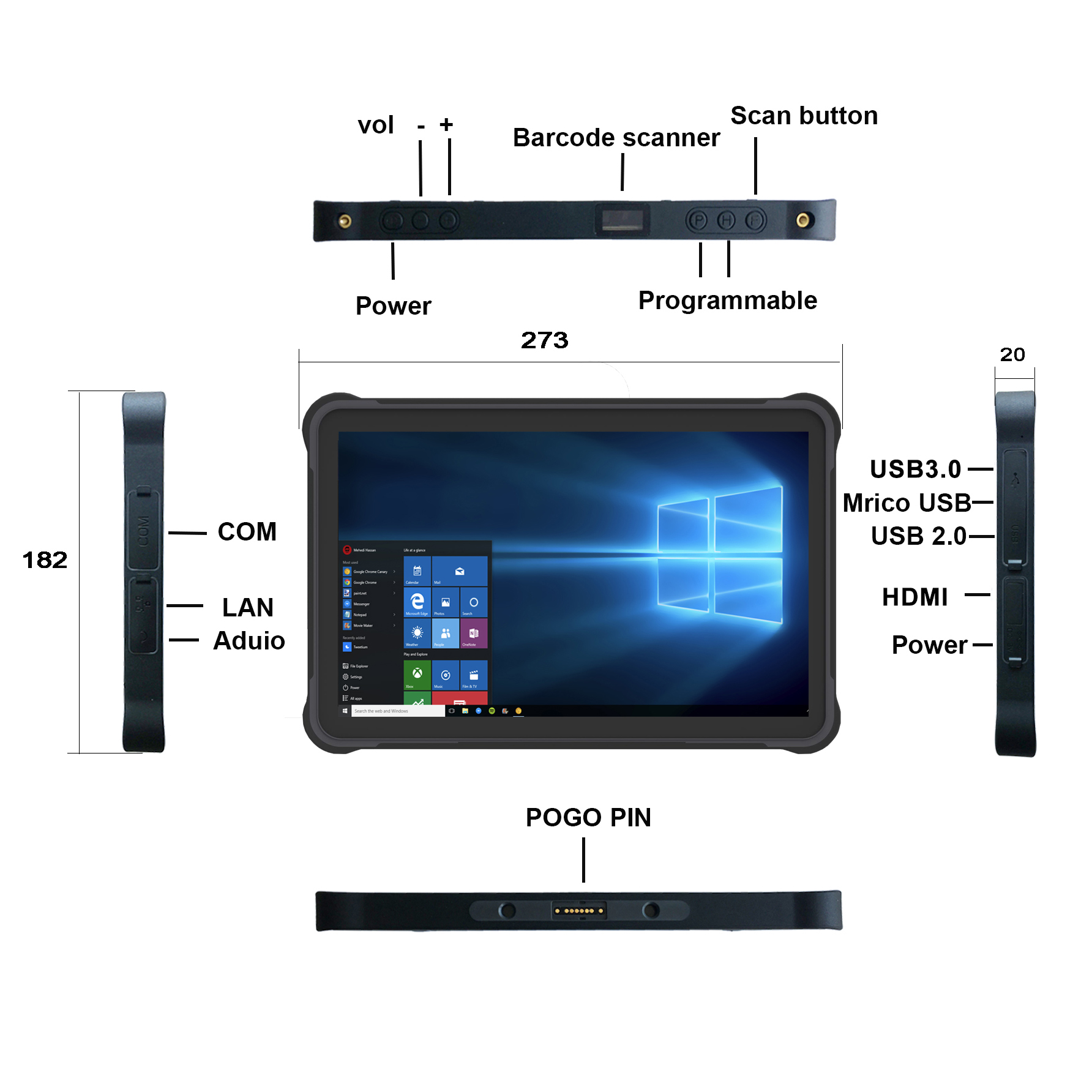 LYM11 10.1-inch Windows Rugged Biometric Tablet